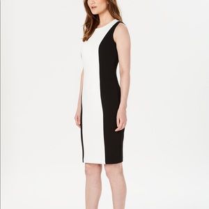 Calvin Klein black and white sheath dress